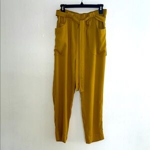 NWT ANTHROPOLOGIE Dolan Mustard Yellow Belted Ankle Pants Sz‎ Medium